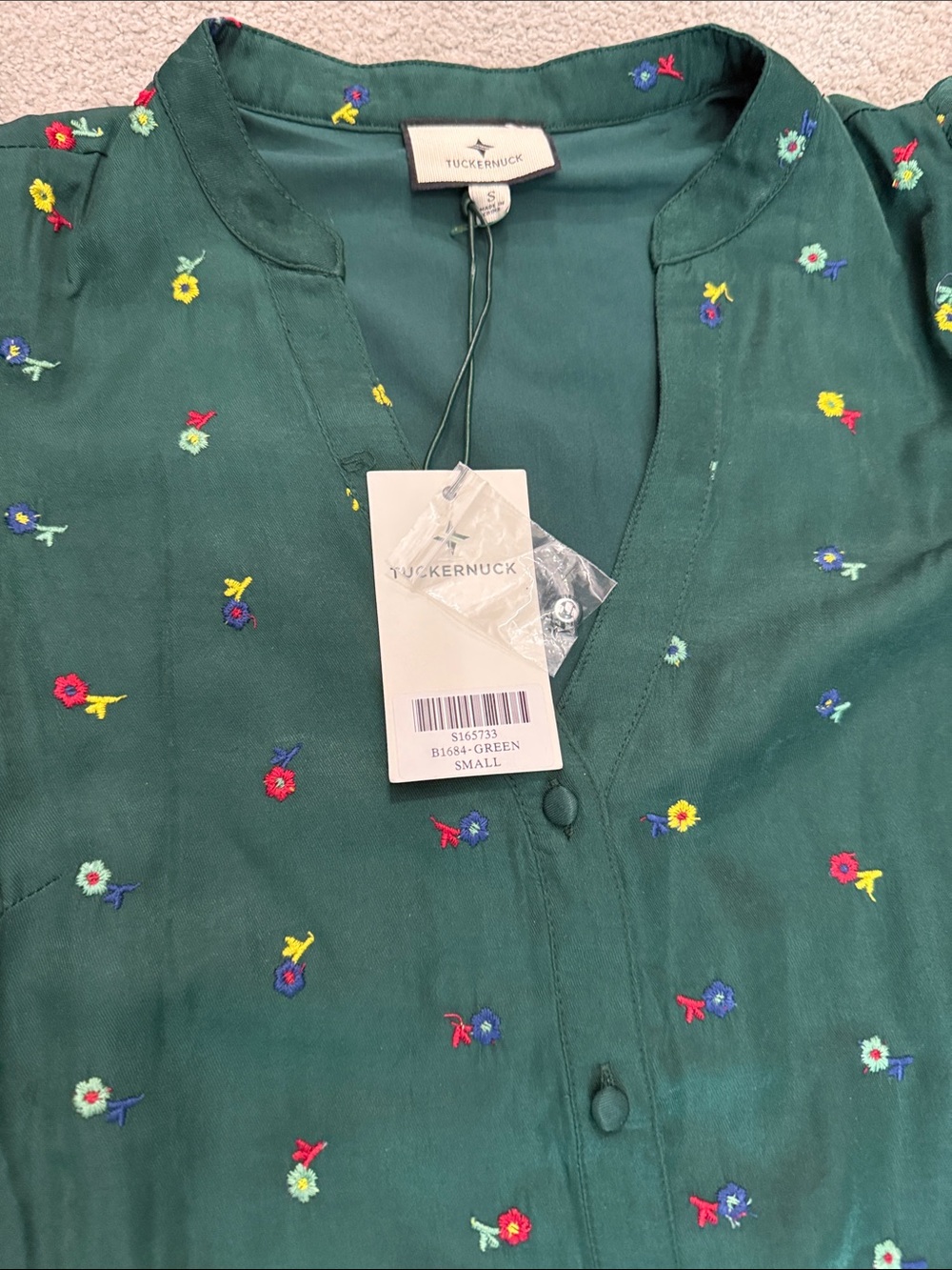 Tuckernuck Emerald Green Floral Embroidered dress
